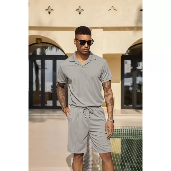 COOFANDY Men's Polo Shirt and Shorts Set 2 Piece Outfits Fashion Summer Tracksuits Short Sleeve Casual Polo Suit