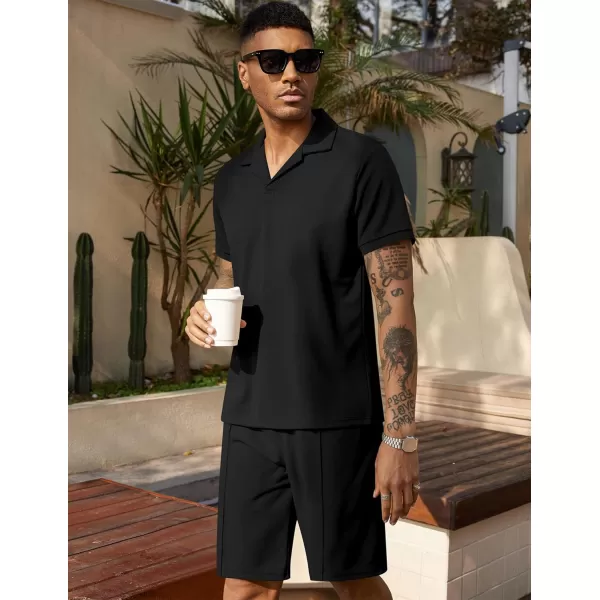 COOFANDY Men's Polo Shirt and Shorts Set 2 Piece Outfits Fashion Summer Tracksuits Short Sleeve Casual Polo Suit