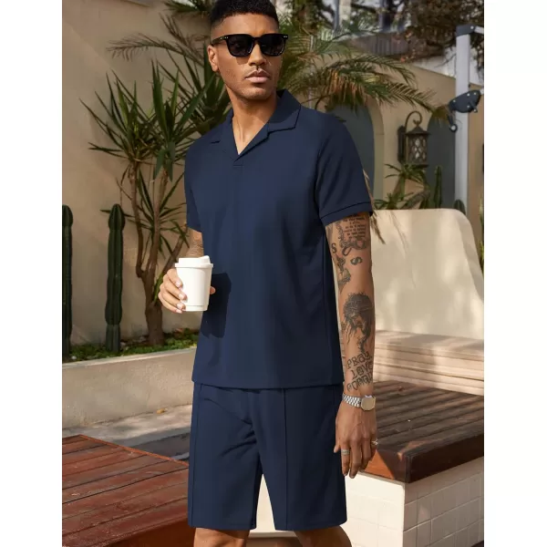 COOFANDY Men's Polo Shirt and Shorts Set 2 Piece Outfits Fashion Summer Tracksuits Short Sleeve Casual Polo Suit