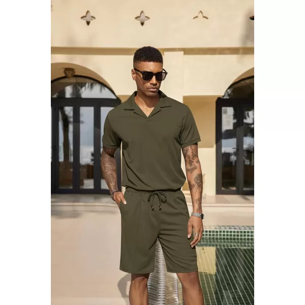 COOFANDY Men's Polo Shirt and Shorts Set 2 Piece Outfits Fashion Summer Tracksuits Short Sleeve Casual Polo Suit
