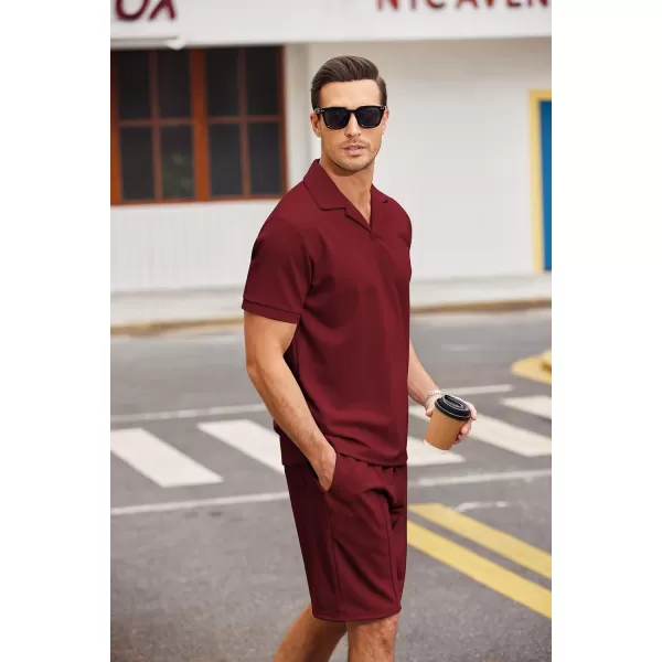 COOFANDY Men's Polo Shirt and Shorts Set 2 Piece Outfits Fashion Summer Tracksuits Short Sleeve Casual Polo Suit