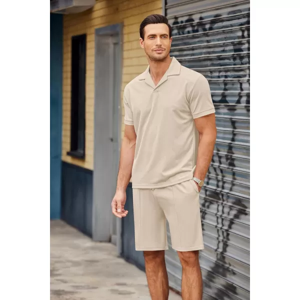 COOFANDY Men's Polo Shirt and Shorts Set 2 Piece Outfits Fashion Summer Tracksuits Short Sleeve Casual Polo Suit