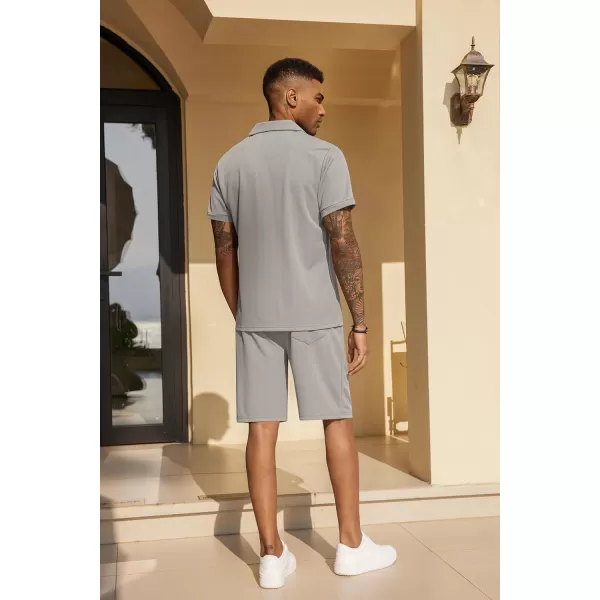COOFANDY Men's Polo Shirt and Shorts Set 2 Piece Outfits Fashion Summer Tracksuits Short Sleeve Casual Polo Suit