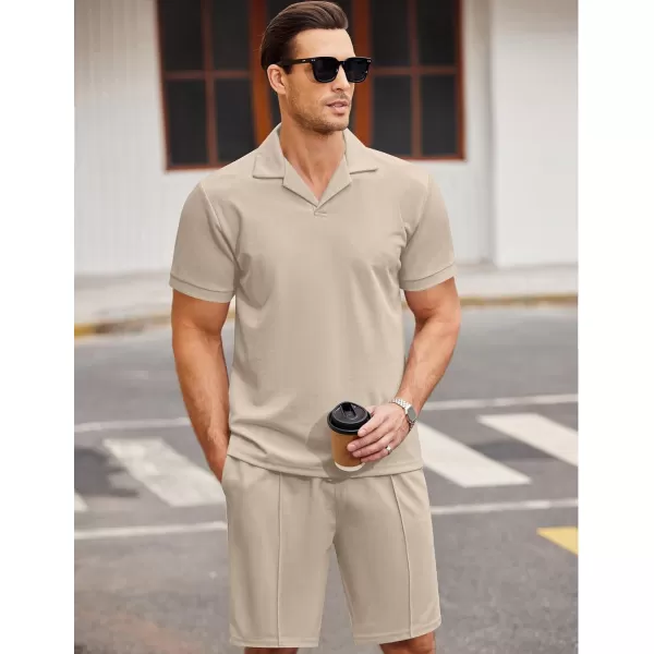 COOFANDY Men's Polo Shirt and Shorts Set 2 Piece Outfits Fashion Summer Tracksuits Short Sleeve Casual Polo Suit