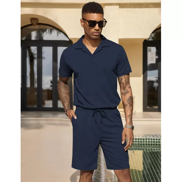 COOFANDY Men's Polo Shirt and Shorts Set 2 Piece Outfits Fashion Summer Tracksuits Short Sleeve Casual Polo Suit