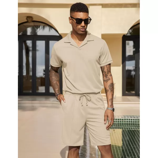 COOFANDY Men's Polo Shirt and Shorts Set 2 Piece Outfits Fashion Summer Tracksuits Short Sleeve Casual Polo Suit