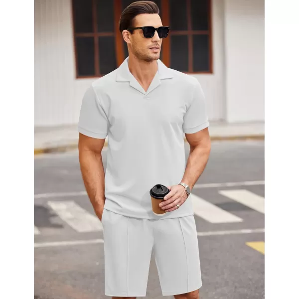 COOFANDY Men's Polo Shirt and Shorts Set 2 Piece Outfits Fashion Summer Tracksuits Short Sleeve Casual Polo Suit