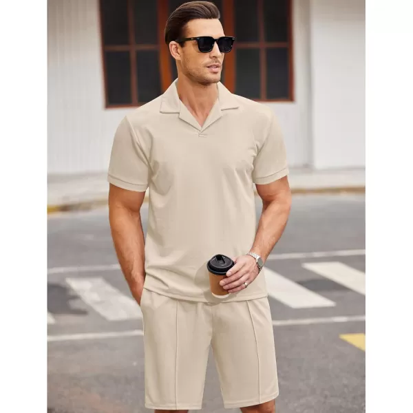 COOFANDY Men's Polo Shirt and Shorts Set 2 Piece Outfits Fashion Summer Tracksuits Short Sleeve Casual Polo Suit