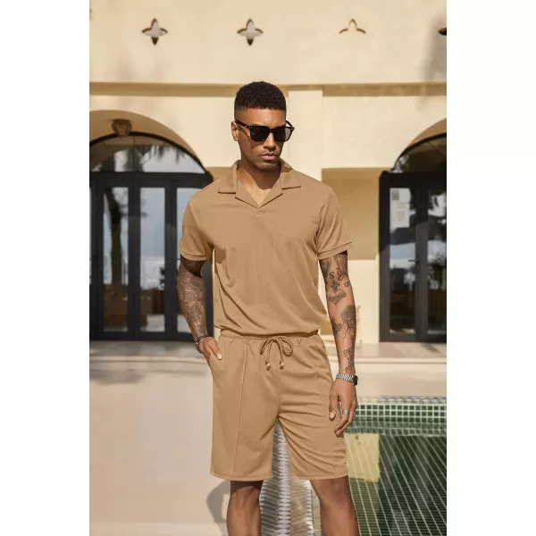 COOFANDY Men's Polo Shirt and Shorts Set 2 Piece Outfits Fashion Summer Tracksuits Short Sleeve Casual Polo Suit