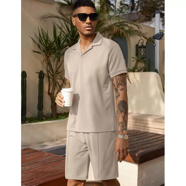 COOFANDY Men's Polo Shirt and Shorts Set 2 Piece Outfits Fashion Summer Tracksuits Short Sleeve Casual Polo Suit