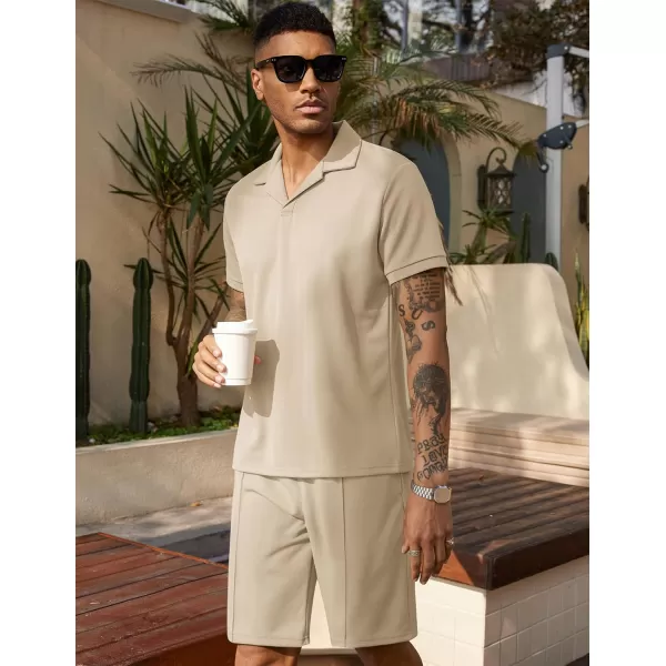 COOFANDY Men's Polo Shirt and Shorts Set 2 Piece Outfits Fashion Summer Tracksuits Short Sleeve Casual Polo Suit