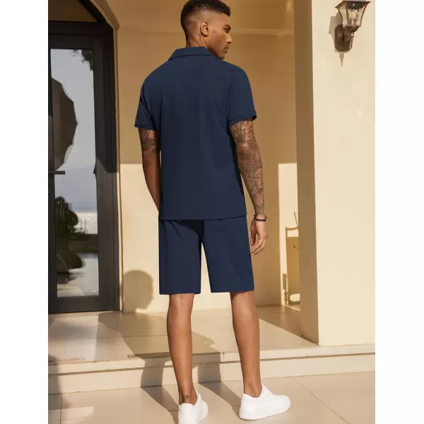 COOFANDY Men's Polo Shirt and Shorts Set 2 Piece Outfits Fashion Summer Tracksuits Short Sleeve Casual Polo Suit