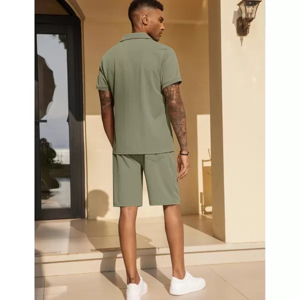 COOFANDY Men's Polo Shirt and Shorts Set 2 Piece Outfits Fashion Summer Tracksuits Short Sleeve Casual Polo Suit