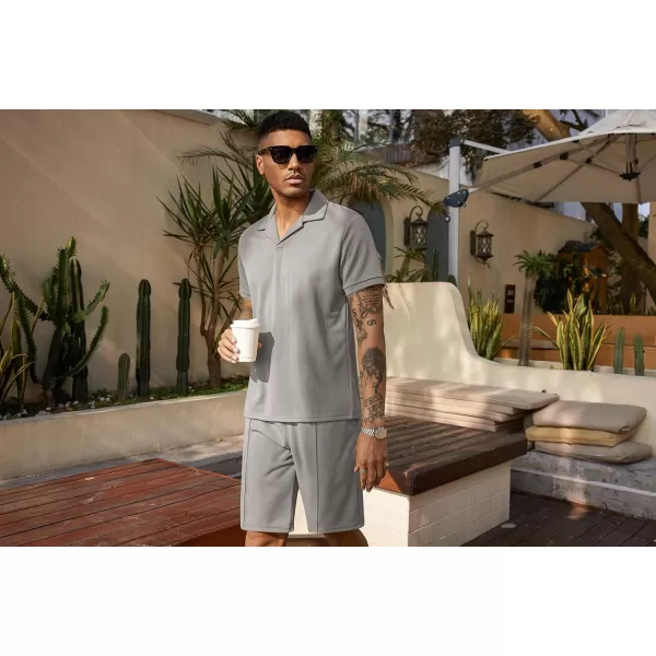 COOFANDY Men's Polo Shirt and Shorts Set 2 Piece Outfits Fashion Summer Tracksuits Short Sleeve Casual Polo Suit