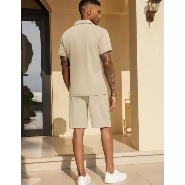 COOFANDY Men's Polo Shirt and Shorts Set 2 Piece Outfits Fashion Summer Tracksuits Short Sleeve Casual Polo Suit