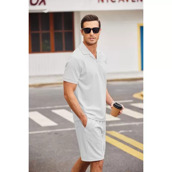 COOFANDY Men's Polo Shirt and Shorts Set 2 Piece Outfits Fashion Summer Tracksuits Short Sleeve Casual Polo Suit