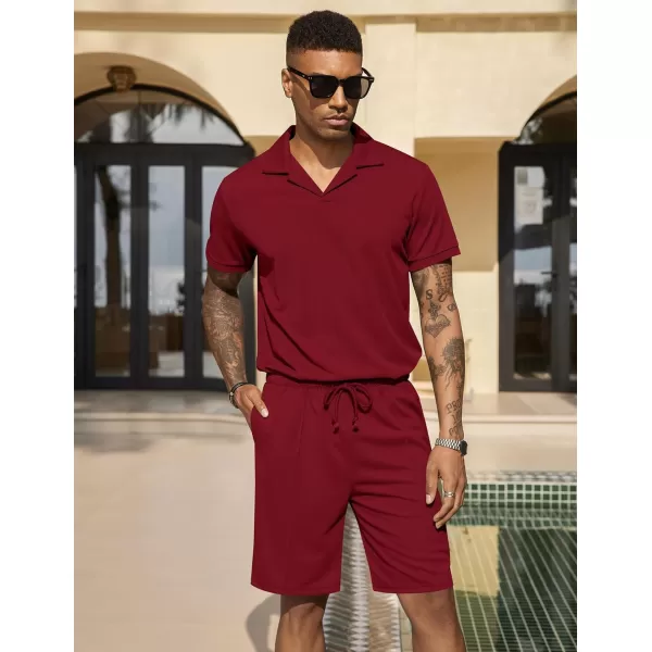 COOFANDY Men's Polo Shirt and Shorts Set 2 Piece Outfits Fashion Summer Tracksuits Short Sleeve Casual Polo Suit