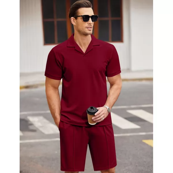 COOFANDY Men's Polo Shirt and Shorts Set 2 Piece Outfits Fashion Summer Tracksuits Short Sleeve Casual Polo Suit