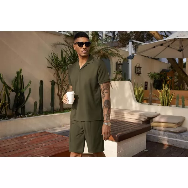 COOFANDY Men's Polo Shirt and Shorts Set 2 Piece Outfits Fashion Summer Tracksuits Short Sleeve Casual Polo Suit