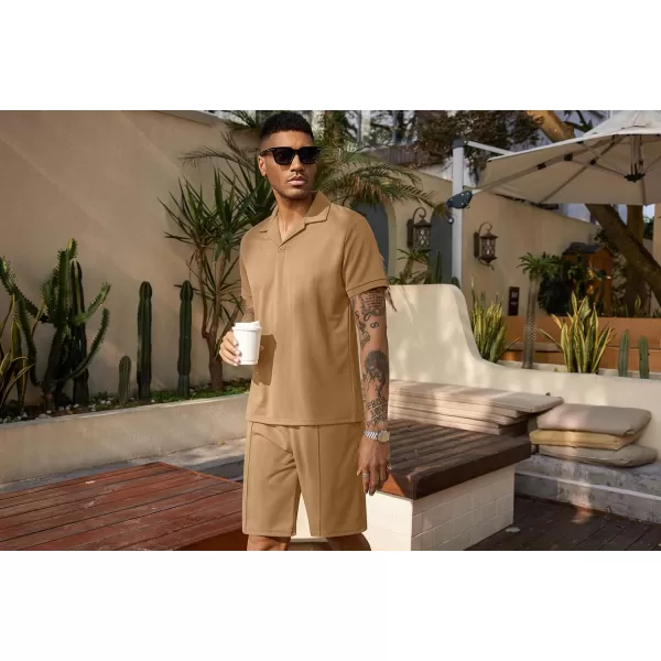 COOFANDY Men's Polo Shirt and Shorts Set 2 Piece Outfits Fashion Summer Tracksuits Short Sleeve Casual Polo Suit