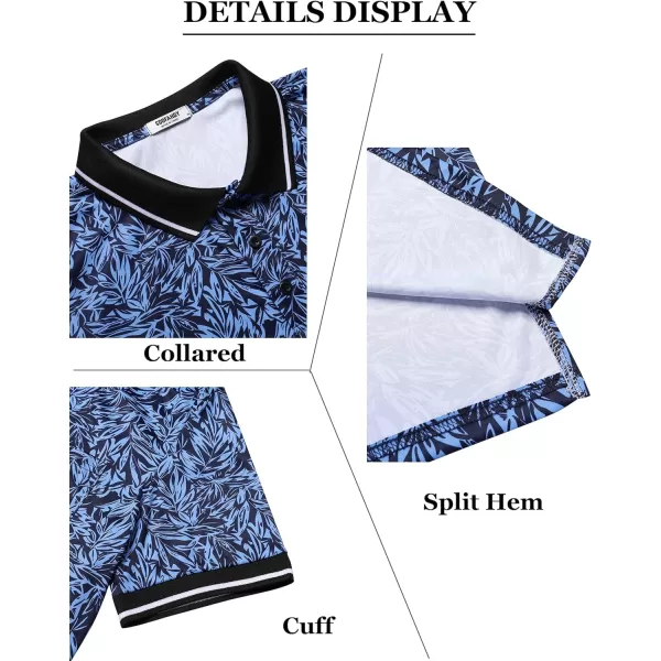 COOFANDY Men's Polo Shirts Short Sleeve Print Performance Golf Shirts Fashion Casual Beach Collared T-Shirts