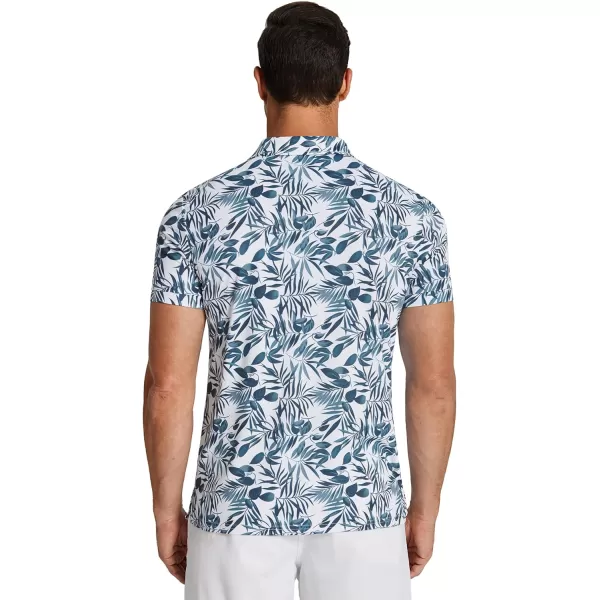 COOFANDY Men's Polo Shirts Short Sleeve Print Performance Golf Shirts Fashion Casual Beach Collared T-Shirts)
