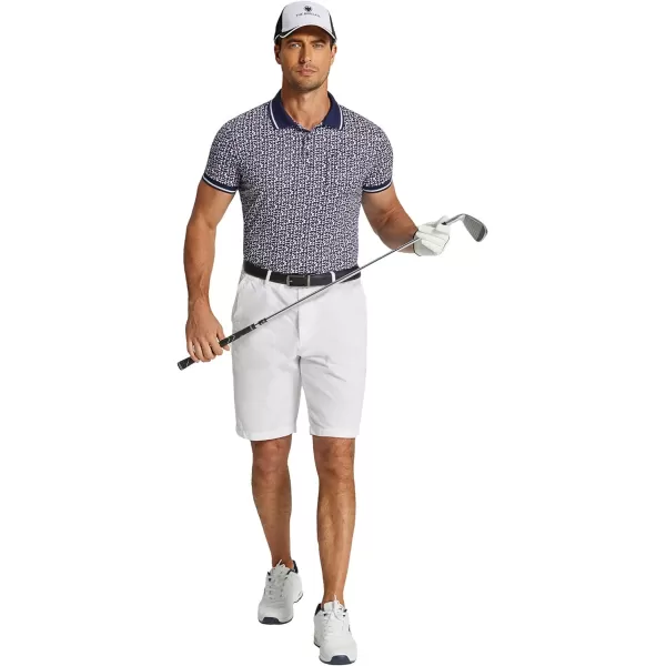 COOFANDY Men's Polo Shirts Short Sleeve Print Performance Golf Shirts Fashion Casual Beach Collared T-Shirts)