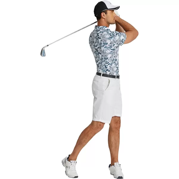 COOFANDY Men's Polo Shirts Short Sleeve Print Performance Golf Shirts Fashion Casual Beach Collared T-Shirts)