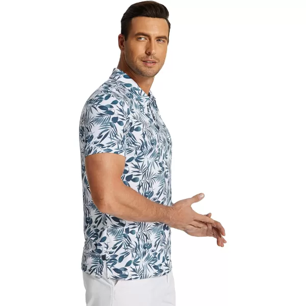 COOFANDY Men's Polo Shirts Short Sleeve Print Performance Golf Shirts Fashion Casual Beach Collared T-Shirts)