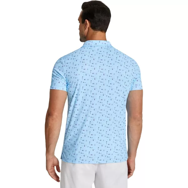 COOFANDY Men's Polo Shirts Short Sleeve Print Performance Golf Shirts Fashion Casual Beach Collared T-Shirts)