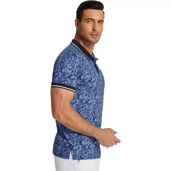 COOFANDY Men's Polo Shirts Short Sleeve Print Performance Golf Shirts Fashion Casual Beach Collared T-Shirts