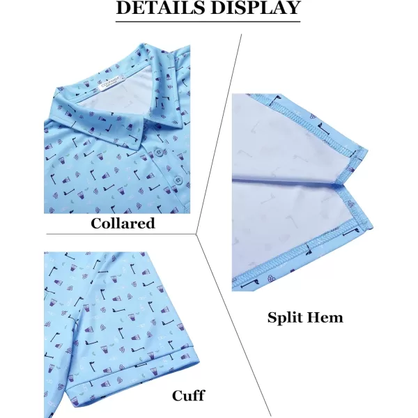 COOFANDY Men's Polo Shirts Short Sleeve Print Performance Golf Shirts Fashion Casual Beach Collared T-Shirts)