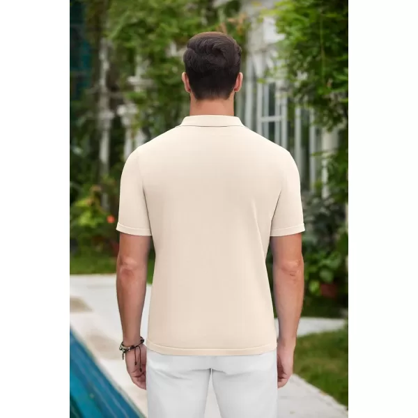 COOFANDY Mens Polo Shirts Vintage Bowling Shirt Casual Button Down Shirts Short Sleeve Knit Shirt Summer Hawaiian Beach Shirt