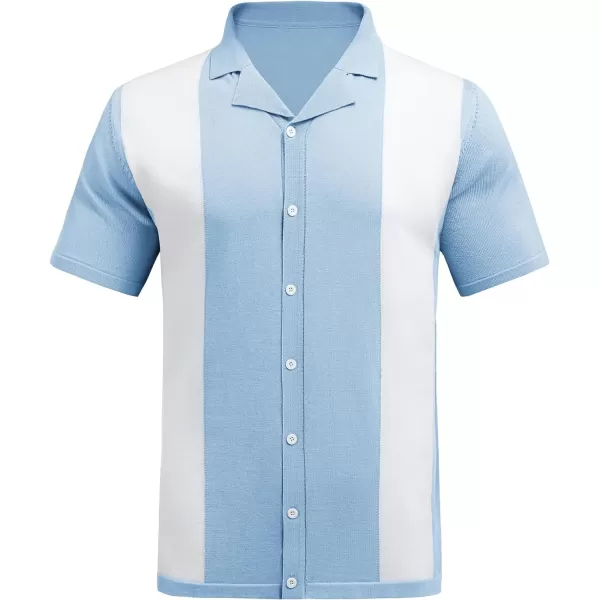 COOFANDY Mens Polo Shirts Vintage Bowling Shirt Casual Button Down Shirts Short Sleeve Knit Shirt Summer Hawaiian Beach Shirt
