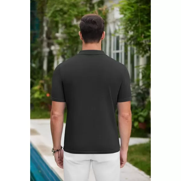 COOFANDY Mens Polo Shirts Vintage Bowling Shirt Casual Button Down Shirts Short Sleeve Knit Shirt Summer Hawaiian Beach Shirt