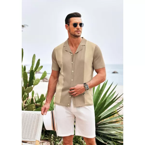 COOFANDY Mens Polo Shirts Vintage Bowling Shirt Casual Button Down Shirts Short Sleeve Knit Shirt Summer Hawaiian Beach Shirt
