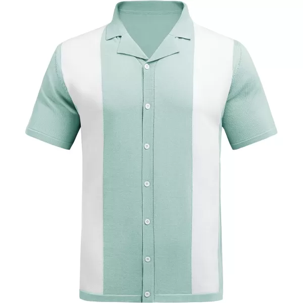 COOFANDY Mens Polo Shirts Vintage Bowling Shirt Casual Button Down Shirts Short Sleeve Knit Shirt Summer Hawaiian Beach Shirt