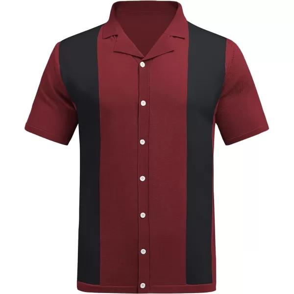 COOFANDY Mens Polo Shirts Vintage Bowling Shirt Casual Button Down Shirts Short Sleeve Knit Shirt Summer Hawaiian Beach Shirt