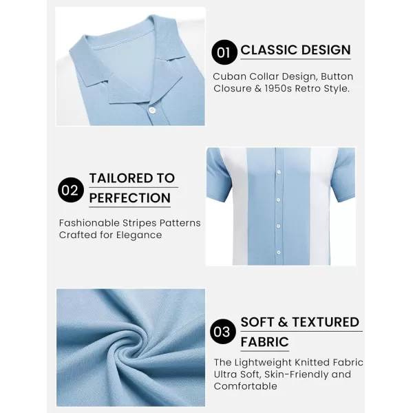 COOFANDY Mens Polo Shirts Vintage Bowling Shirt Casual Button Down Shirts Short Sleeve Knit Shirt Summer Hawaiian Beach Shirt