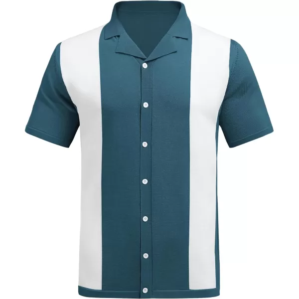 COOFANDY Mens Polo Shirts Vintage Bowling Shirt Casual Button Down Shirts Short Sleeve Knit Shirt Summer Hawaiian Beach Shirt