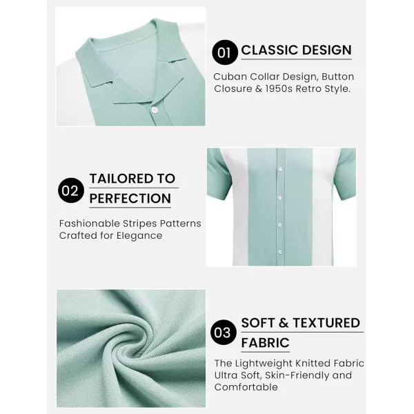 COOFANDY Mens Polo Shirts Vintage Bowling Shirt Casual Button Down Shirts Short Sleeve Knit Shirt Summer Hawaiian Beach Shirt
