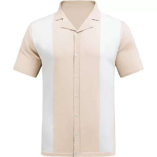 COOFANDY Mens Polo Shirts Vintage Bowling Shirt Casual Button Down Shirts Short Sleeve Knit Shirt Summer Hawaiian Beach Shirt