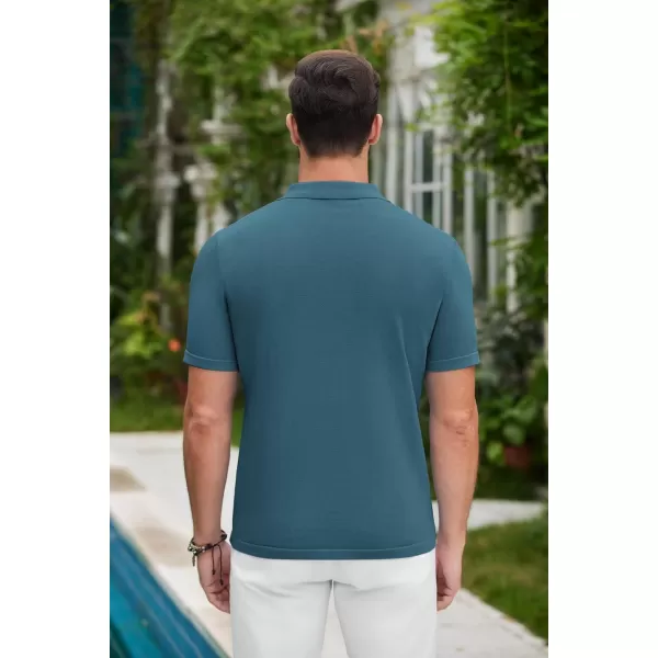 COOFANDY Mens Polo Shirts Vintage Bowling Shirt Casual Button Down Shirts Short Sleeve Knit Shirt Summer Hawaiian Beach Shirt