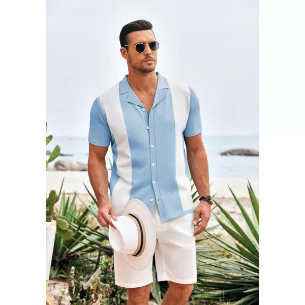 COOFANDY Mens Polo Shirts Vintage Bowling Shirt Casual Button Down Shirts Short Sleeve Knit Shirt Summer Hawaiian Beach Shirt