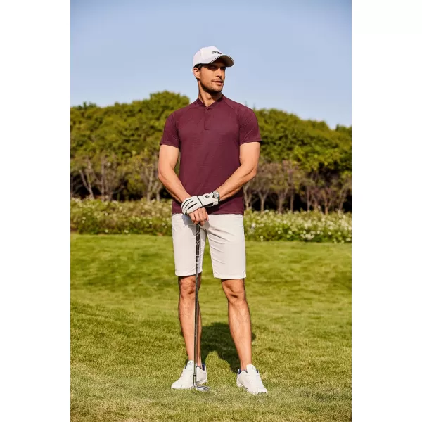 COOFANDY Men's Quick Dry Golf Polo Shirts Short Sleeve Henley Shirt Active Athletic Collarless Sports T Shirts