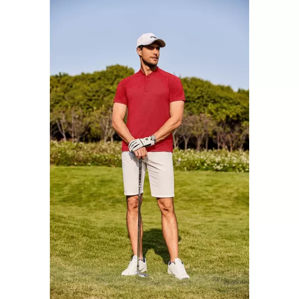 COOFANDY Men's Quick Dry Golf Polo Shirts Short Sleeve Henley Shirt Active Athletic Collarless Sports T Shirts