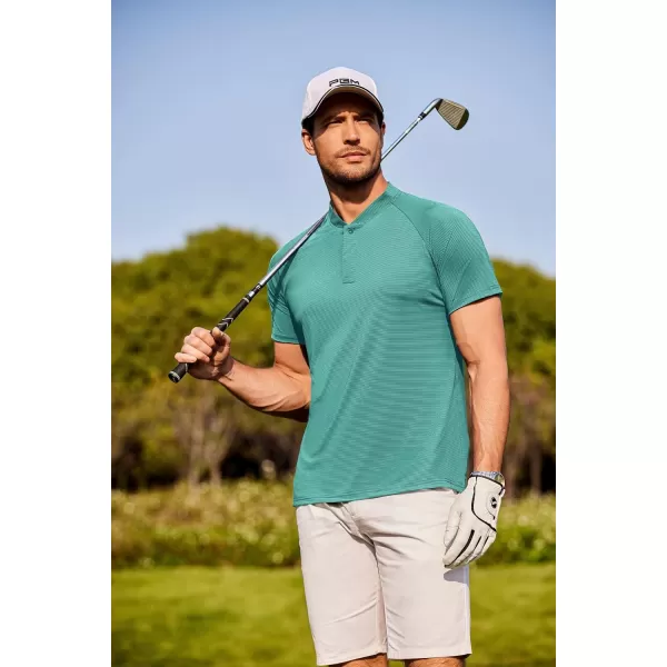 COOFANDY Men's Quick Dry Golf Polo Shirts Short Sleeve Henley Shirt Active Athletic Collarless Sports T Shirts