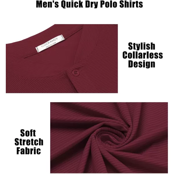COOFANDY Men's Quick Dry Golf Polo Shirts Short Sleeve Henley Shirt Active Athletic Collarless Sports T Shirts