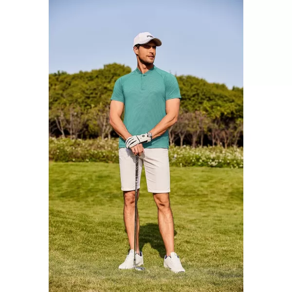 COOFANDY Men's Quick Dry Golf Polo Shirts Short Sleeve Henley Shirt Active Athletic Collarless Sports T Shirts