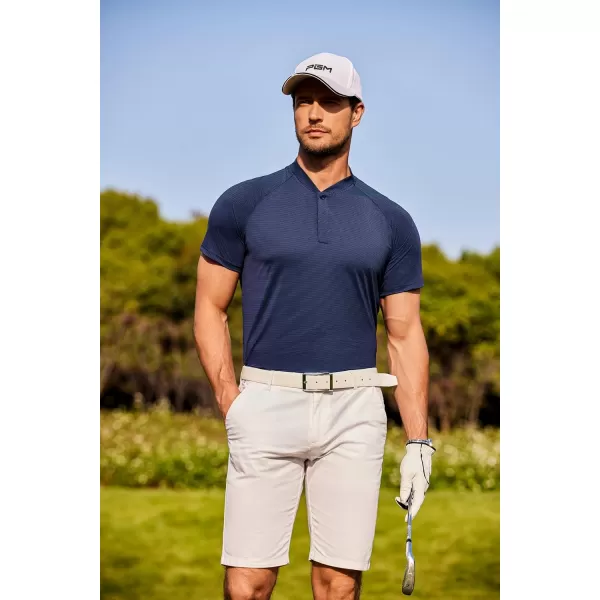 COOFANDY Men's Quick Dry Golf Polo Shirts Short Sleeve Henley Shirt Active Athletic Collarless Sports T Shirts